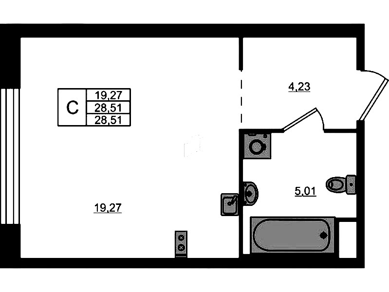 Квартира студия 28.51 м², 1/5 эт., ЖК «Plus Пулковский»